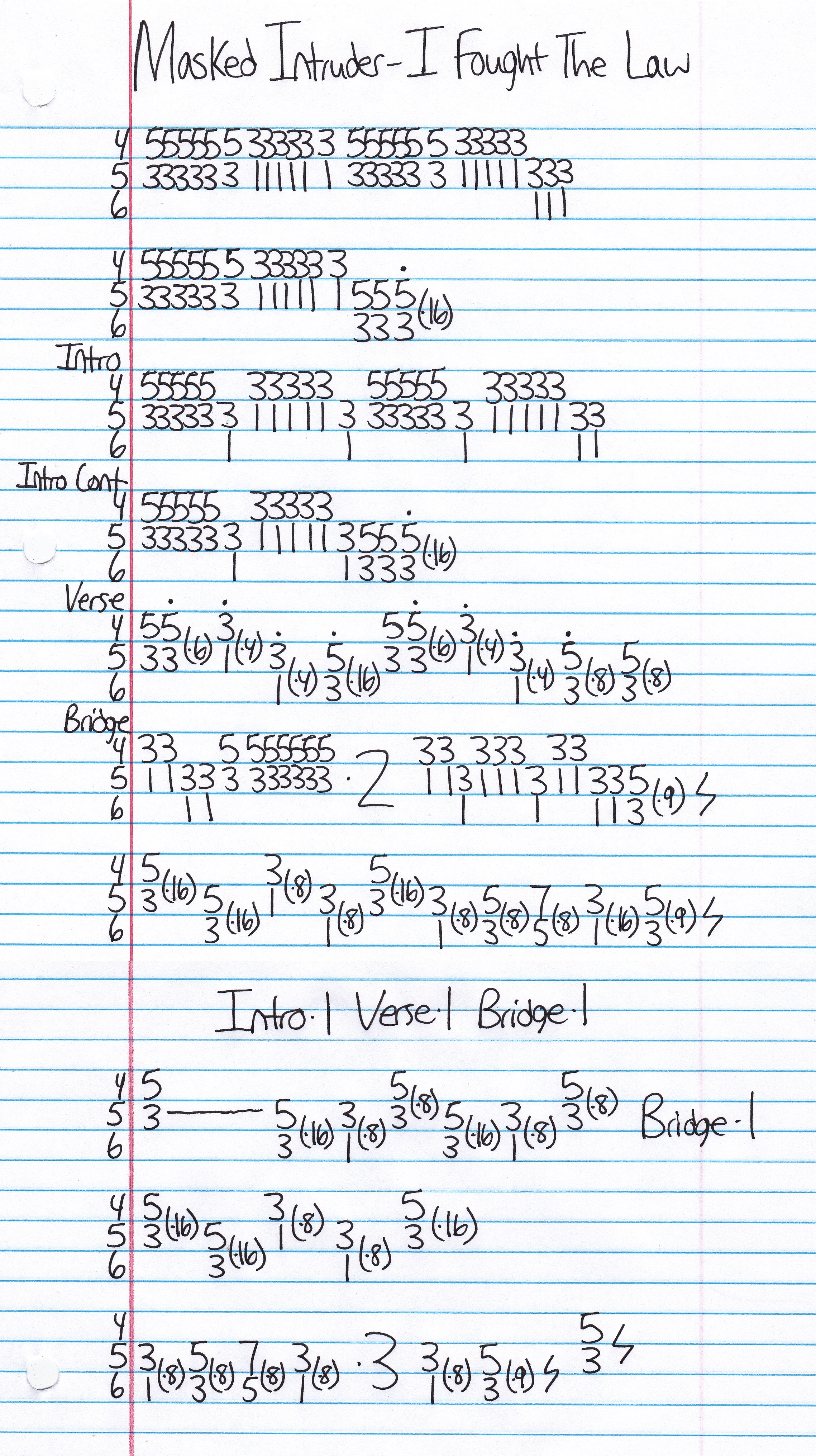 High quality guitar tab for I Fought The Law by Masked Intruder off of the album M.I.. ***Complete and accurate guitar tab!***